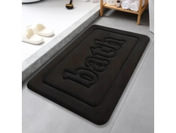 (negro) Alfombra De Baño De Franela Antideslizante Y Absorbente De 1,2 Cm, Felpudo Decorativo