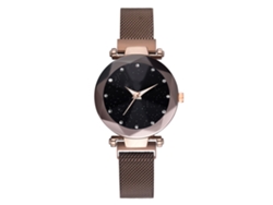 Reloj De Pulsera De Cuarzo Para Mujer Con Correa De Aleación, Estilo Moderno (marrón Oscuro)
