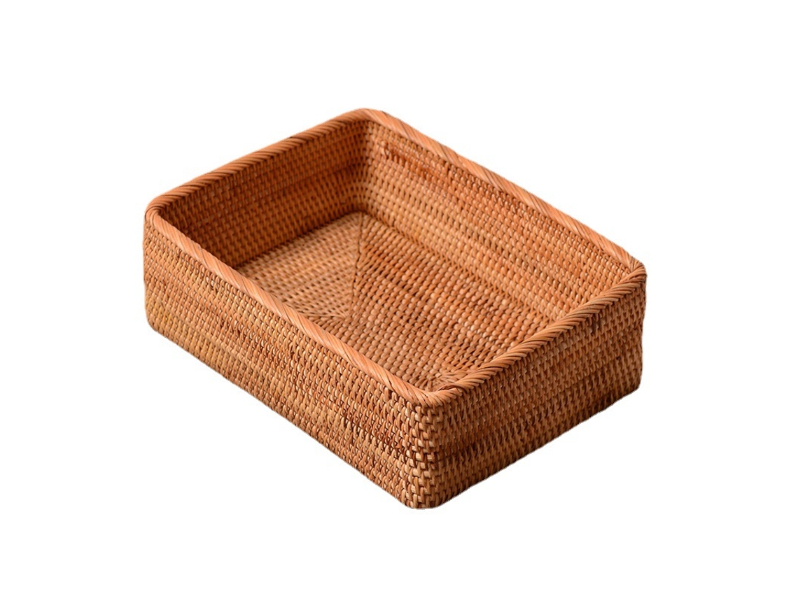 Cesta rectangular de mimbre para almacenar frutas, 30 x 20 x 8,5 cm, 1 unidad