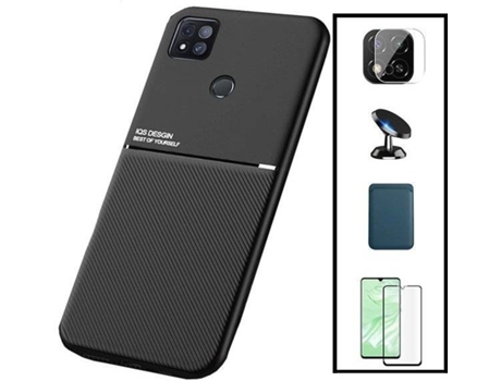 Kit Funda Magnetic Lux, Magnetic Wallet Azul, 5D Full Cover, Protector de Cámara Trasera y Soporte Magnético de Coche Xiaomi Poco C31 PHONECARE Neg...