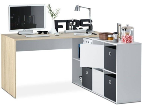 Escritorio HABITDESIGN Adapta XL Blanco y Gris (203 x 74 x 139 cm - Melamina)