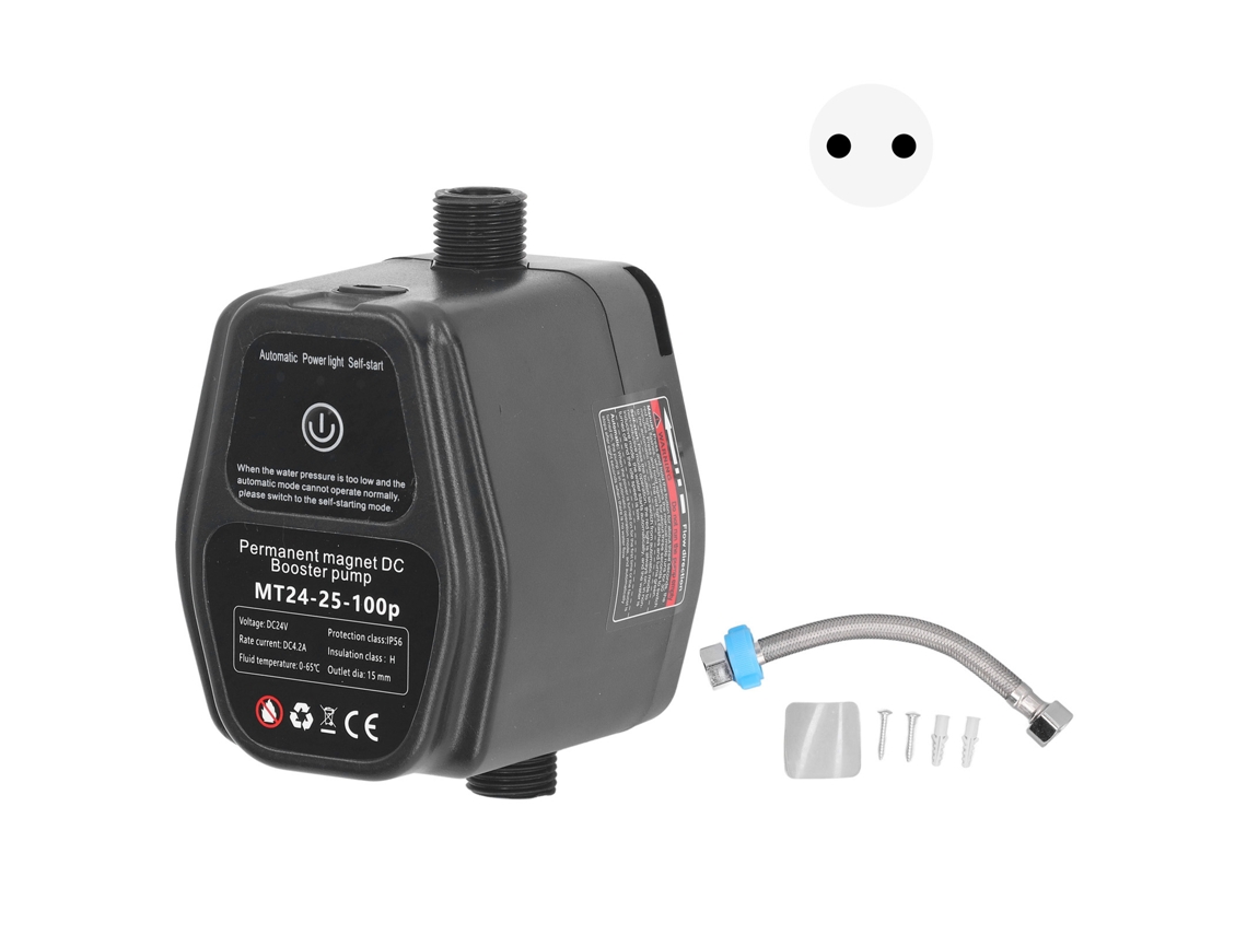 Bomba De Impulso Automática Con Motor Dc Brushless Imán Permanente 100w 24v Para Riego Hogar Manguera Enchufe Eu 100-240v Negro