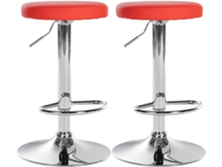 Juego de 2 taburetes de bar de diseño sencillo con asiento sintético rojo y estructura de metal cromado Tdb10693 Dcoshop26