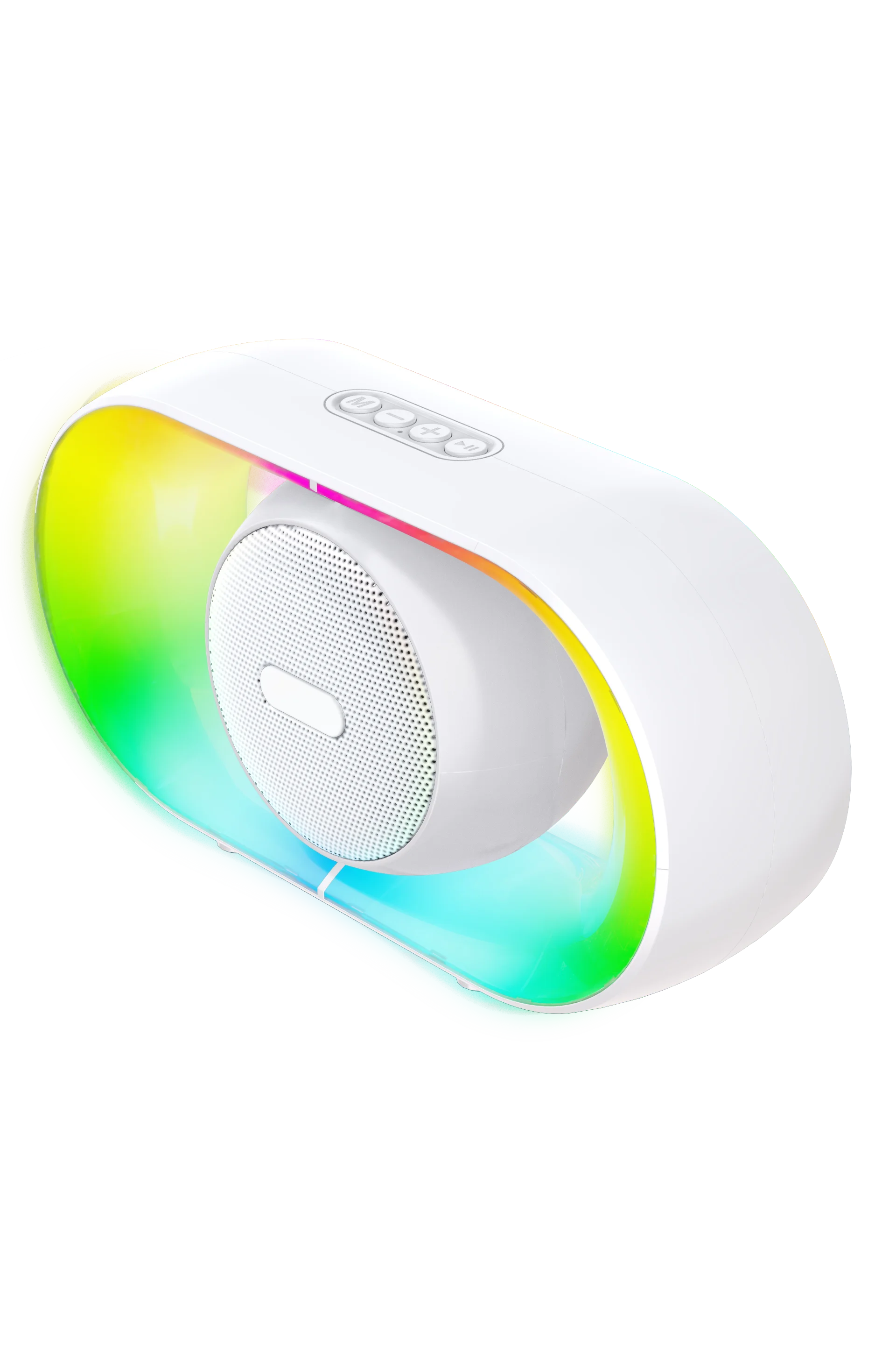 Altavoz Bluetooth (blanco) Con Radio Rgb Y Potente Subwoofer De Casete Resistente Al Agua Para Exteriores.