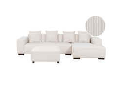 Sofá esquinero con reposapiés BELIANI Lungo de Pana Blanco 285x160x62