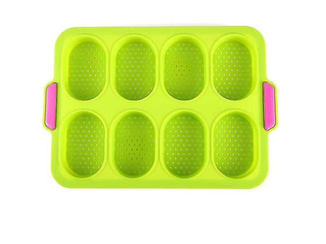 Molde de silicona antiadherente verde con 8 hojas para hornear pan, miniutensilio de cocina de Chaberlu