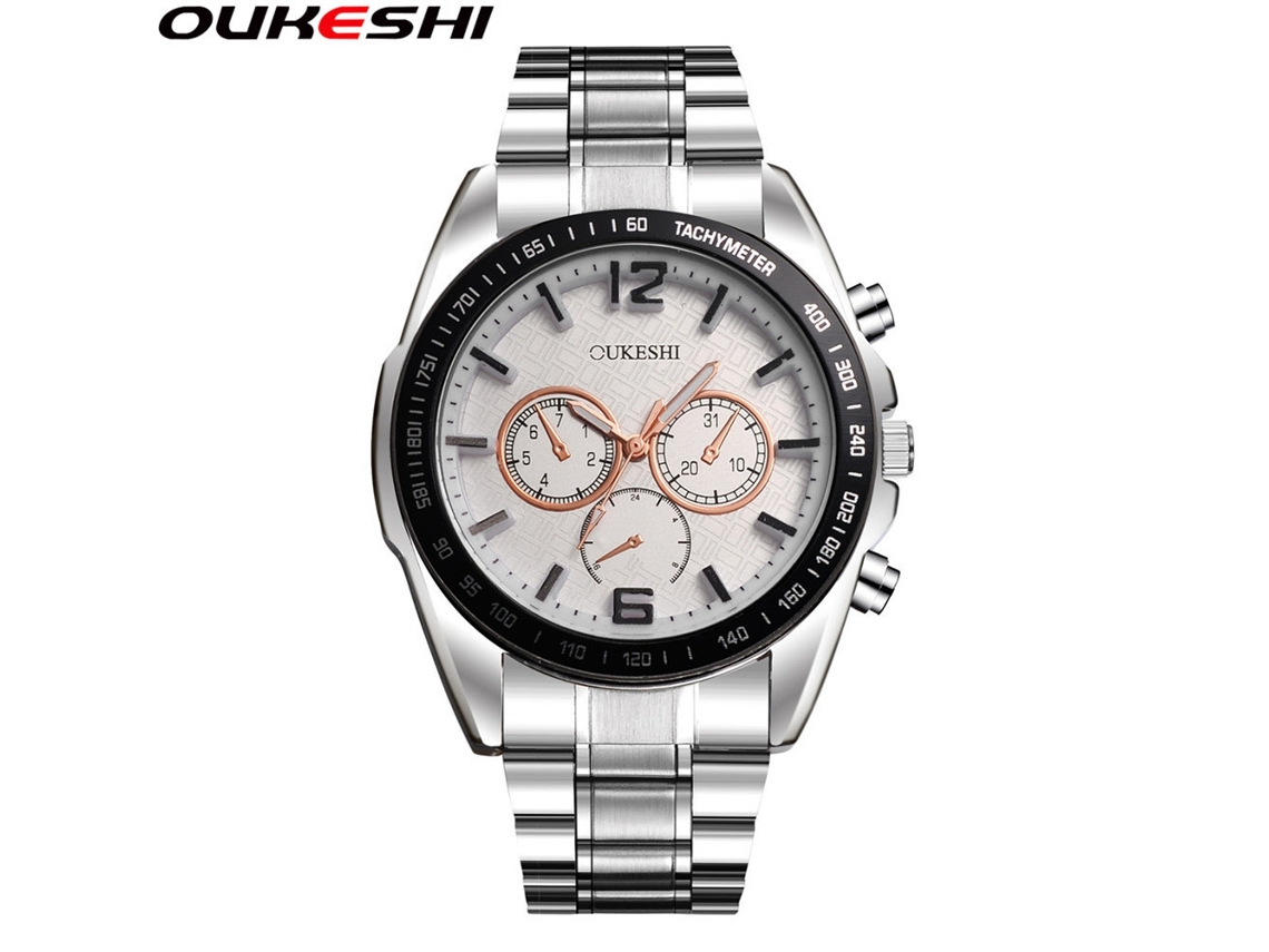 Reloj De Pulsera De Acero Inoxidable Para Hombre Con Esfera Redonda, Reloj De Cuarzo Informal