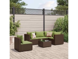 Conjunto de jardín de 6 piezas con 6 cojines de mimbre marrón DKD Home Decor