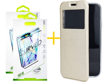 Carcasa + 2 Protectores de Pantalla para Samsung Galaxy S22 Plus 5G SKYHE Dorado