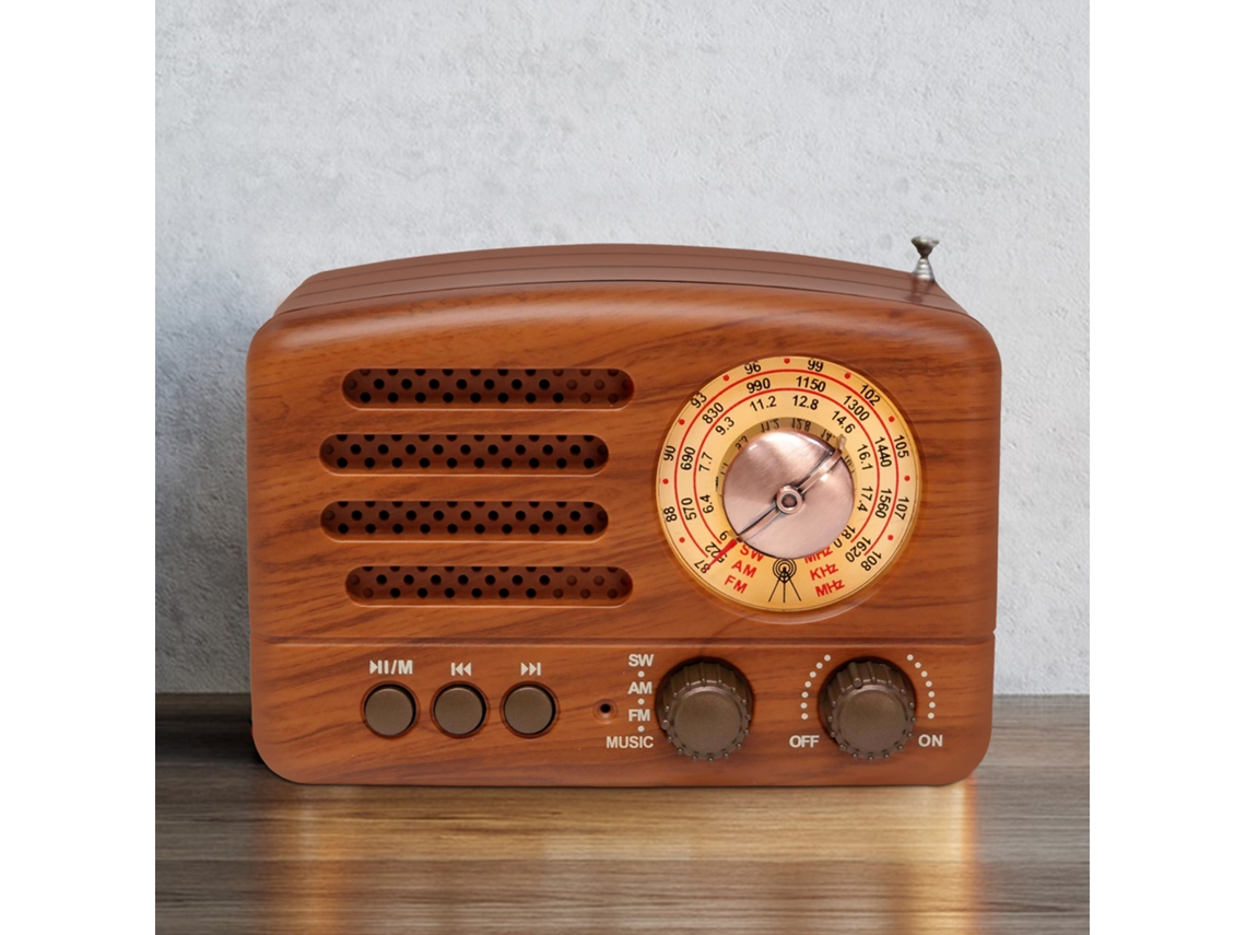 Radio de escritorio clásica retro FM AM, recargable y portátil, estéreo MP3 de 3 W, altavoz Bluetooth con entrada auxiliar y USB. Viewleaf