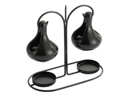 Difusor de aceites esenciales negro con doble quemador para colgar, difusor y portavelas. Mdug (Aceites esenciales y velas no incluidos).