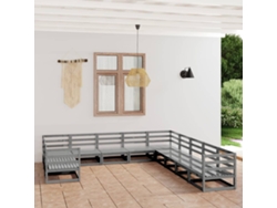 Conjunto de salón de jardín de 11 piezas de pino macizo Dkd Home Decor