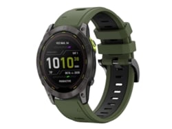 Bracelete Para Garmin Enduro 3 - Silicone Esportivo - Duas Cores (26mm) Verde Exército + Preto