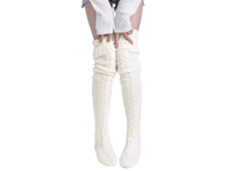 Calcetines Por Encima De La Rodilla, Calcetines De Punto Cálidos Hasta La Rodilla, Medias De Invierno Cómodas (beige) Cuich