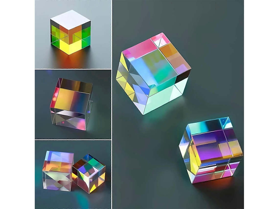 Cubo de prisma mágico, mini cubo de prisma de cristal K9, color arcoíris