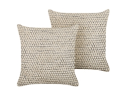 Juego de cojines decorativos BELIANI Howea de Algodón Beige 45x45x14