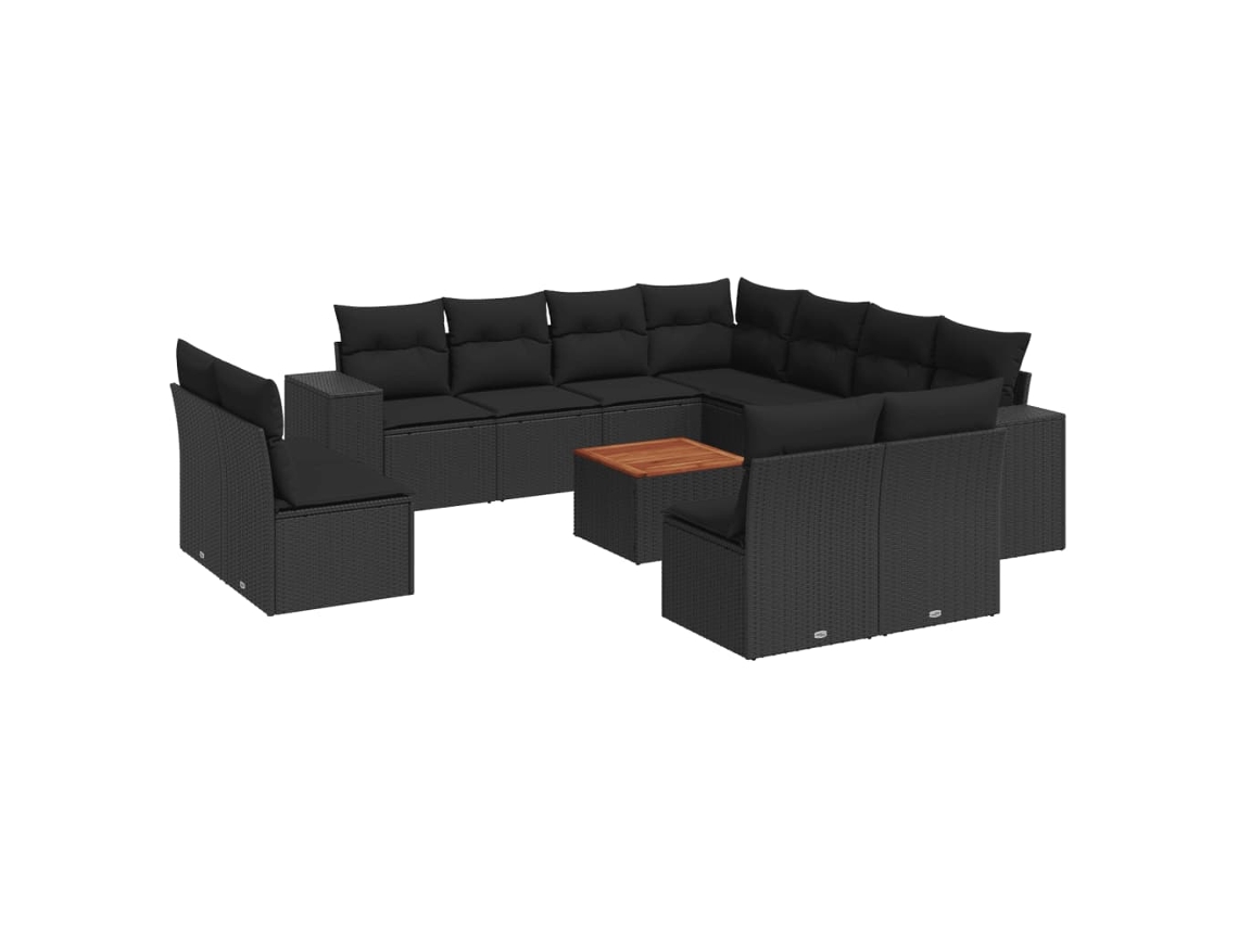 Maison Exclusive - Set De Sofás De Jardín 12 Piezas Cojines Ratán Sintético Negro