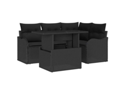 Maison Exclusive - Conjunto De Sofá De Jardín 5 Pcs Negro Rattan De Poliéster