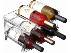 Portabotellas apilable para vino, organizador para refrigerador, PET transparente Tommy01