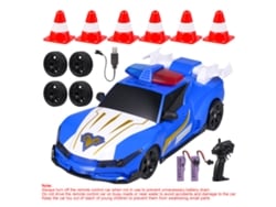Carrinho De Polícia Controle Remoto 4wd Drift Com Luzes 2 Baterias Recarregáveis Presente Para Crianças Azul