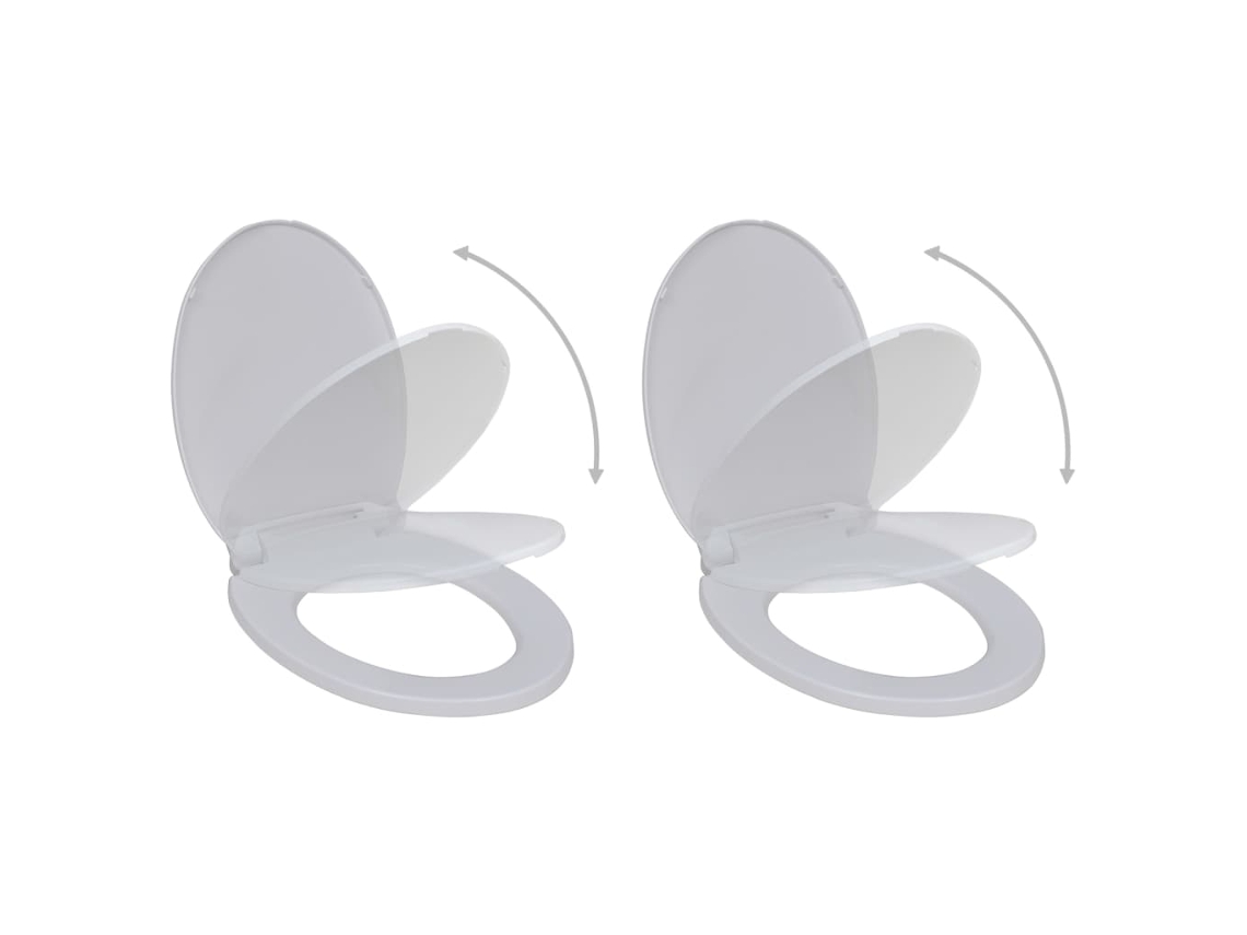 Asientos de inodoro con tapa de cierre suave, 2 unidades, plástico blanco, DKD HOME DECOR