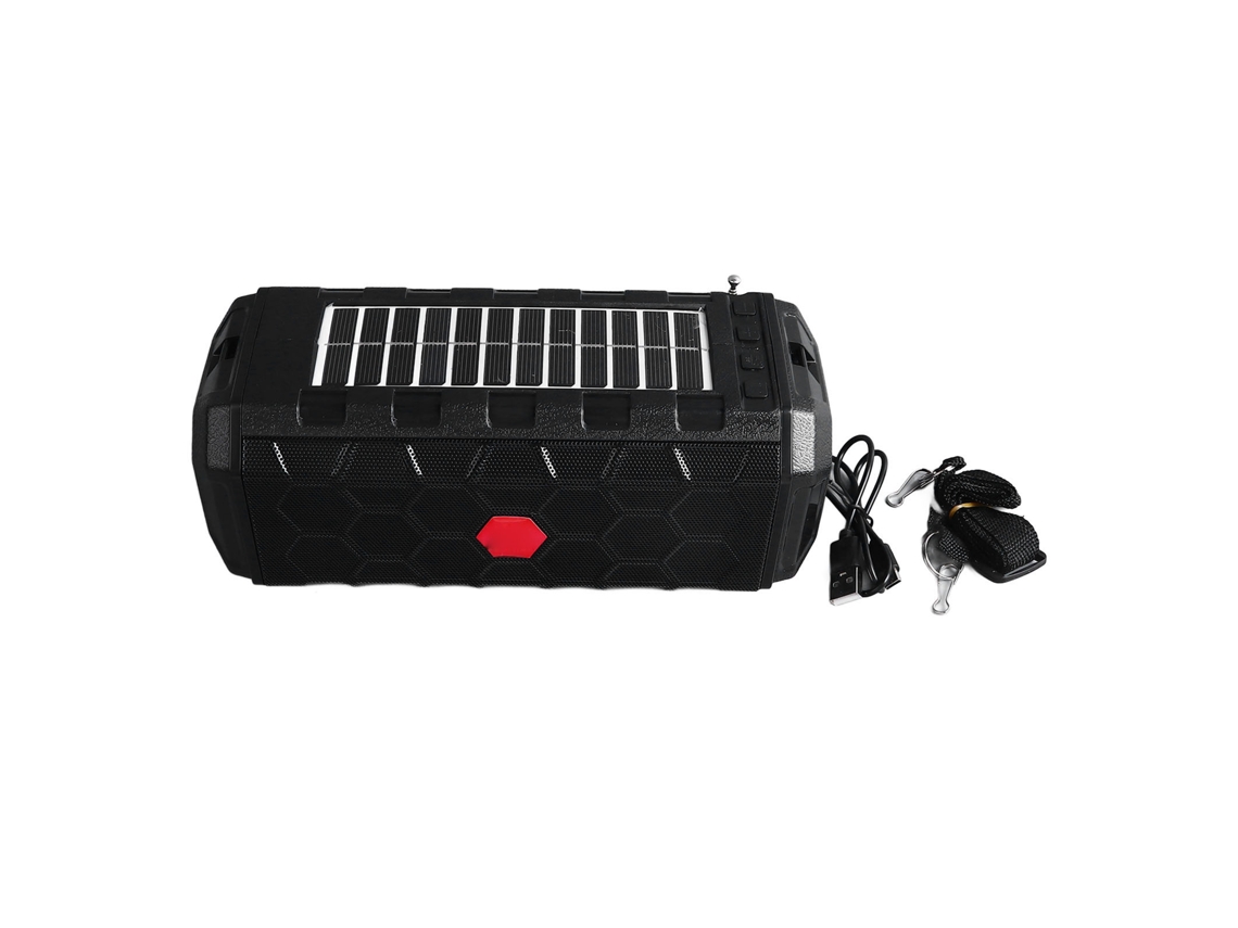 Altavoz Bluetooth Solar Portátil E Impermeable Con Linterna, Radio Y Correa Para El Hombro, 1200 Mah