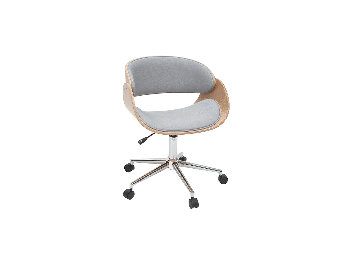 Silla de Escritorio Tejido Gris Claro Y Madera Clara Con Ruedas Bent MILIBOO