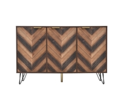 Aparador Mobrio Brown de estilo retro de 3 puertas y 6 compartimentos