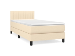 Maison Exclusive - Cama Box Spring Con Colchón Tela Color Crema 90x200 Cm