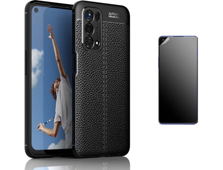 Kit Carcasa Y Protector Oppo A74 4G Ultimatte Rugged Leather Negro