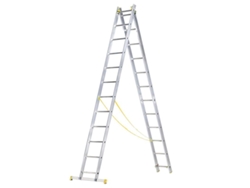 Escalera aluminio 2 tramos 12+12 peldaños. plegable, antideslizante, resistente