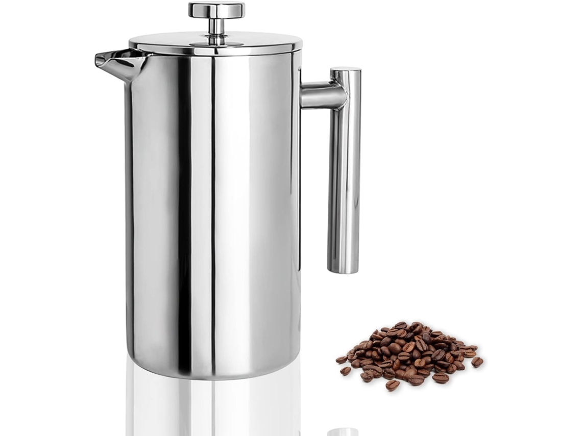 Cafetera francesa de acero inoxidable de doble pared de 800 ml con 3 filtros Chrui