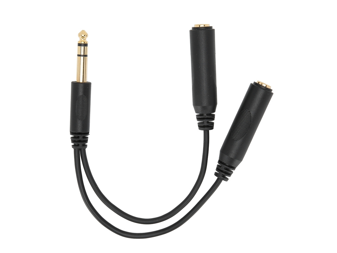 Cable Adaptador De Audio De 6,35 Mm Macho A Dos Hembras Con Conectores Chapados En Oro Y Blindaje De Latón Puro.