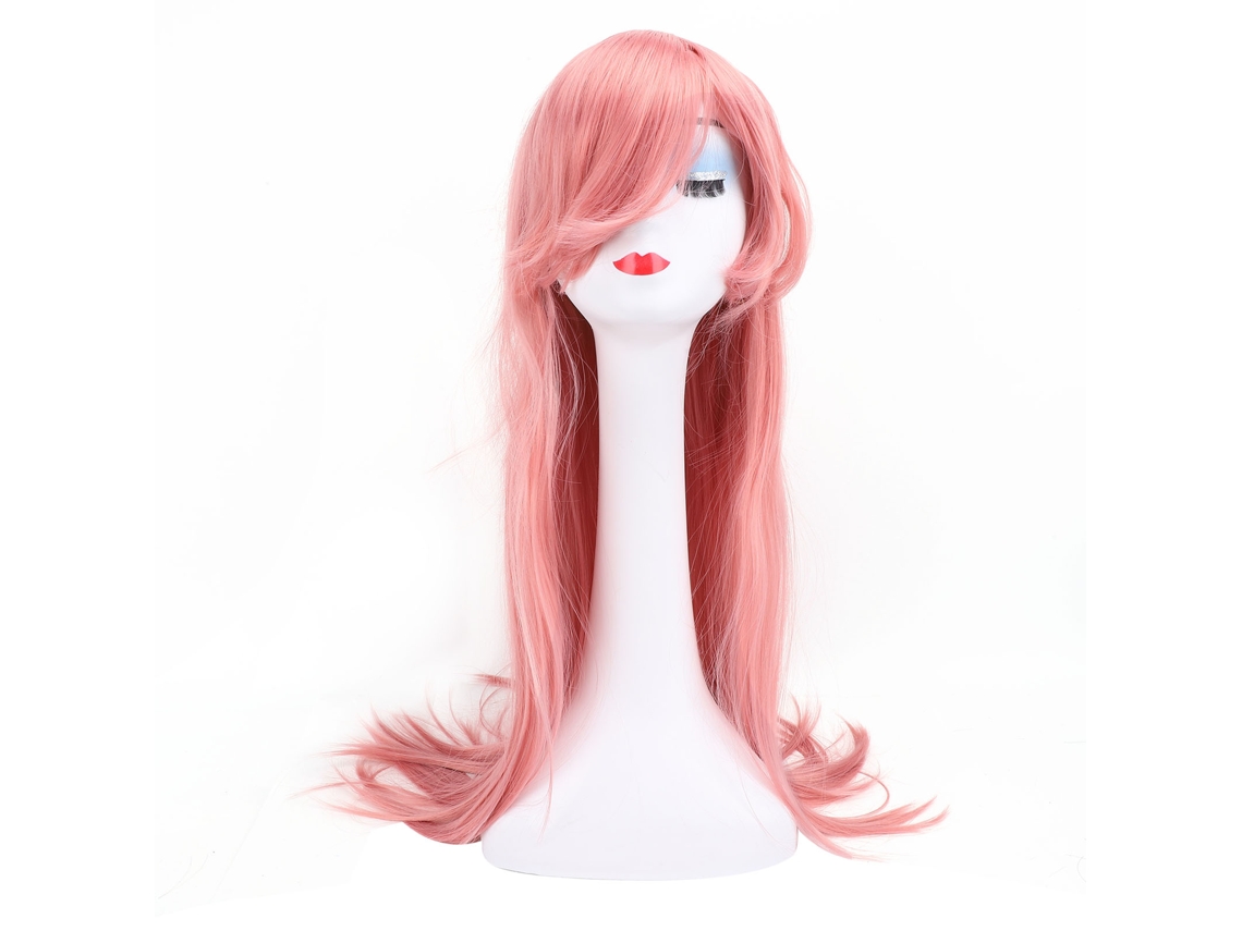 Peluca De Cosplay Anime Larga Recta Rosado Ahumado Con Flequillo Ajustable De Fibra De Alta Temperatura