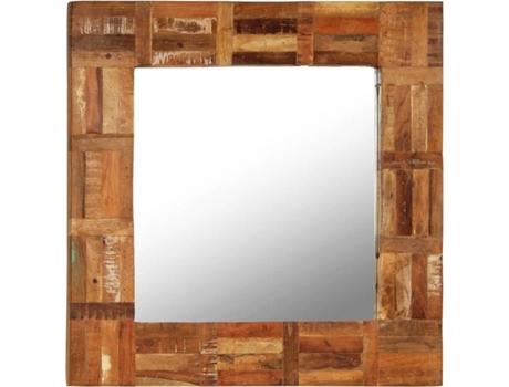 vidaXL Espejo de pared madera maciza de traviesas del tren 60x60 cm