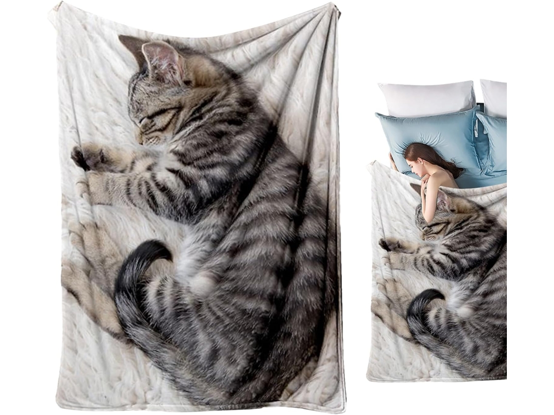 Fundas Suaves Para Sofá, Estampado De Gato En Suave Tejido Polar Para | Accesorio Cálido De Invierno, Viaje