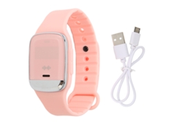 Pulsera Repelente Ultrasónica Recargable Con Medición De Temperatura Corporal Y Reloj Rosa