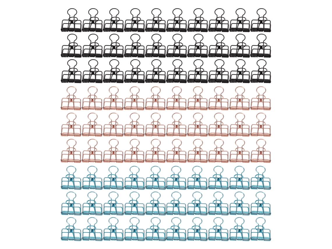 90 Pinzas De Carpeta Oro Negro Azul Fuerza De Sujeción Fuerte Metal Estampado Para Niños Estudiantes