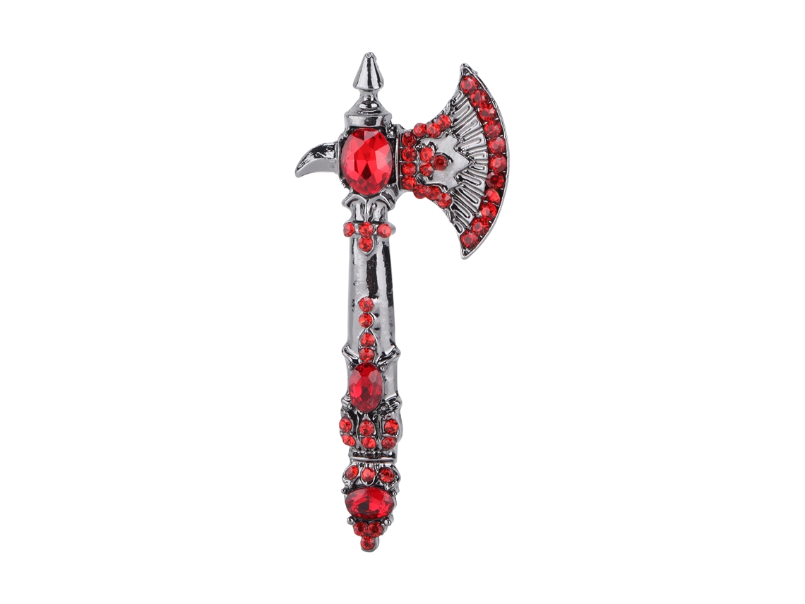 Broche De Hacha De Cristal Vintage, Broche De Navidad Y Halloween Para Mujeres Y Niñas, Rojo