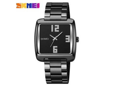 Reloj de Acero Inoxidable para Hombres, Reloj Simple de Diamantes con Cara Grande para Hombres-Negro LUUCOZK
