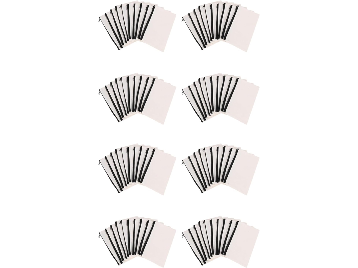 Set De Maquillaje De Lona De 80 Piezas Con Bolsillo Con Cremallera Y Estuche Para Lápices, Color Blanco, Para Armar Tú Mismo.