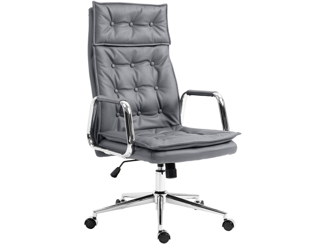 Silla de oficina Sotira en cuero auténtico CLP gris