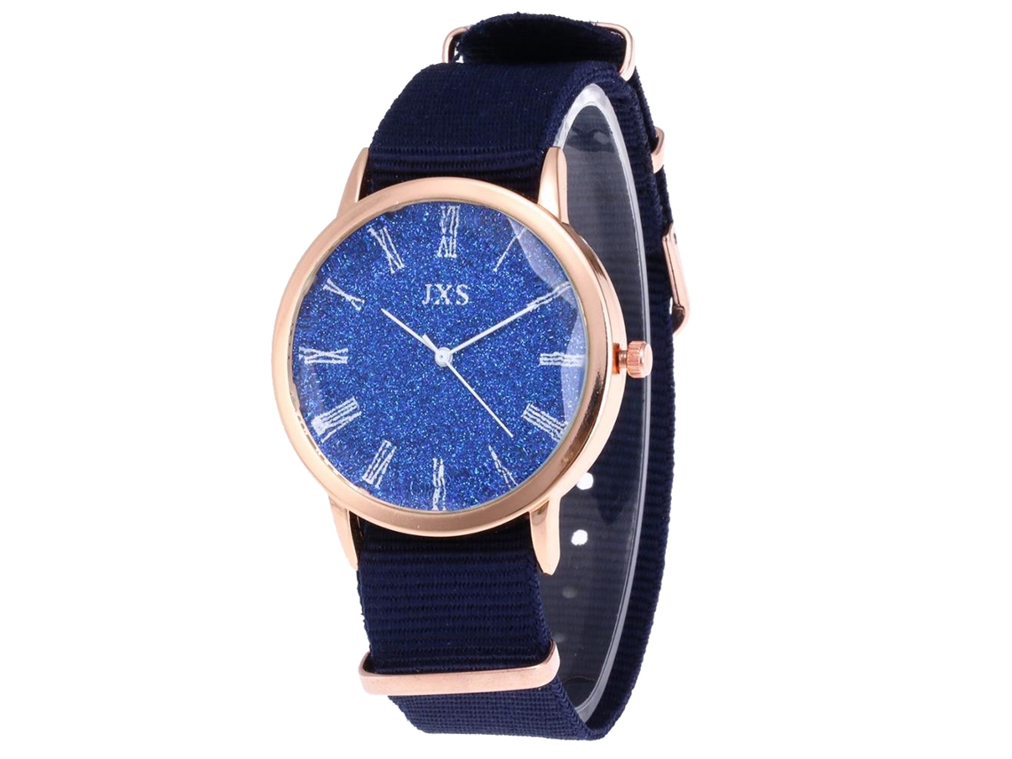 Reloj De Pulsera De Nailon Para Mujer Con Elegante Movimiento De Cuarzo Azul J55