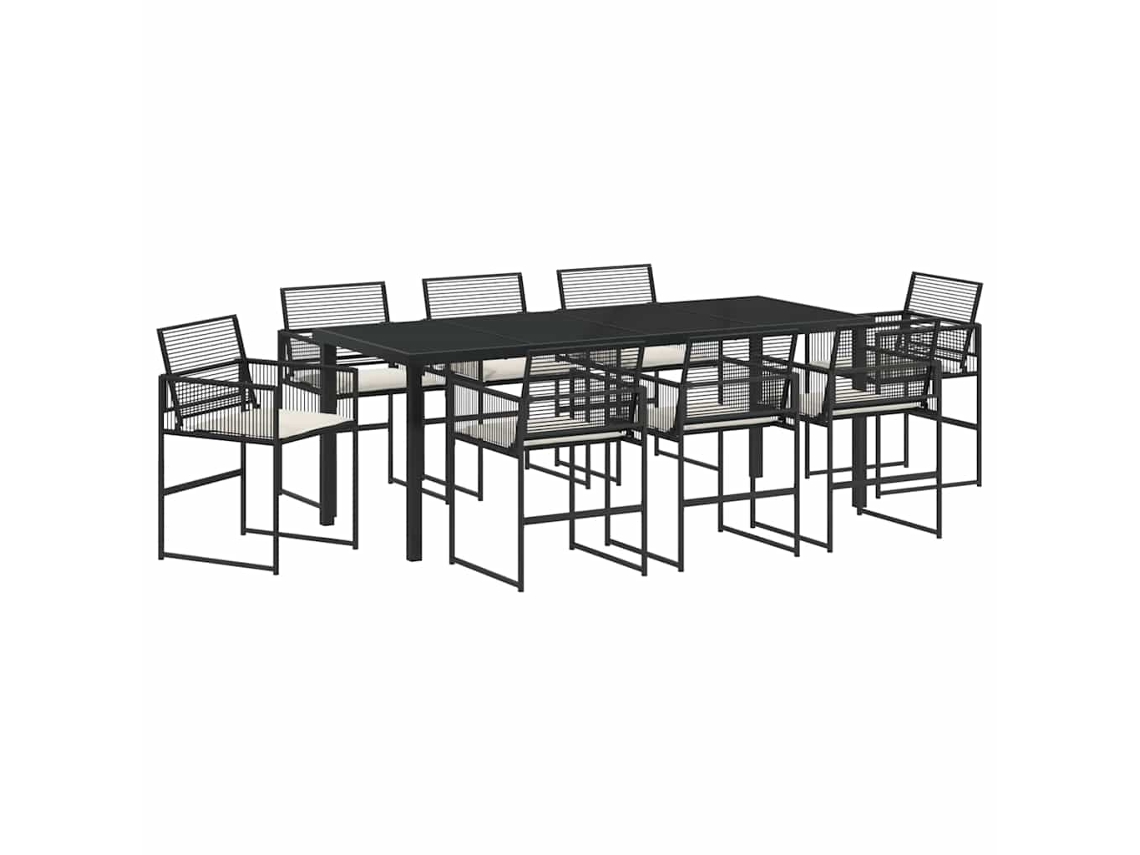 Maison Exclusive - Conjunto De Comedor De Jardín 9 Pcs Negro Ratán Sintético