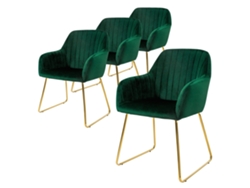 Conjunto de 4X Cadeiras de Jantar em Veludo Verde Assento Moderno de Design Ergonómico ML-DESIGN 57 x 60 x 82