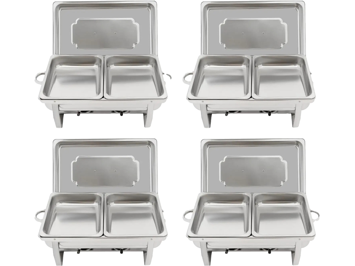 Juego de servicio para buffet, acero inoxidable, ideal para eventos, color plata.