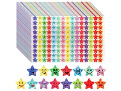 1500 Pequeñas Estrellas Plateadas, Impresas Con Caras Sonrientes Y Vienen Con Pegatinas De Brillantina.