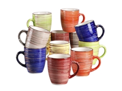 Tazas de café Vancasso, capacidad de 375 ml, construcción de cerámica duradera, 12 piezas OEM