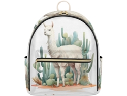 Mochila Cuero Tropicallife Estampado Cactus Llama Alpaca Para Mujeres Niñas Niños Mochila Escolar Viaje Bol