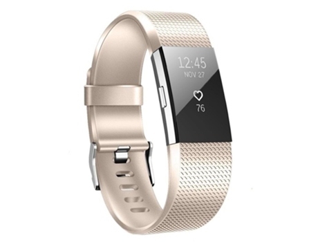 Correa de reloj inteligente de metal a cuadros para FITBIT Charge 2 (oro champán)